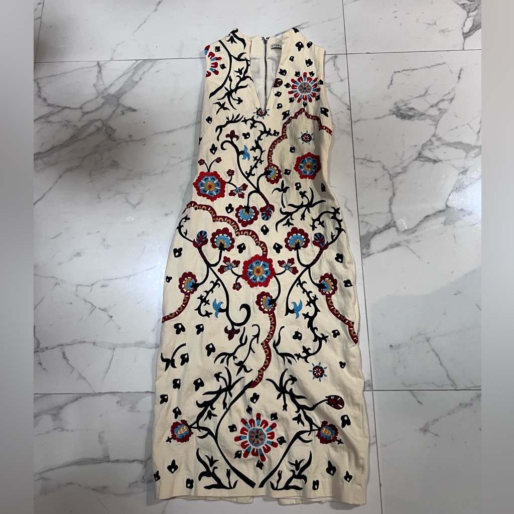 Alice + Olivia Embroidered Floral Midi Dress Size 2